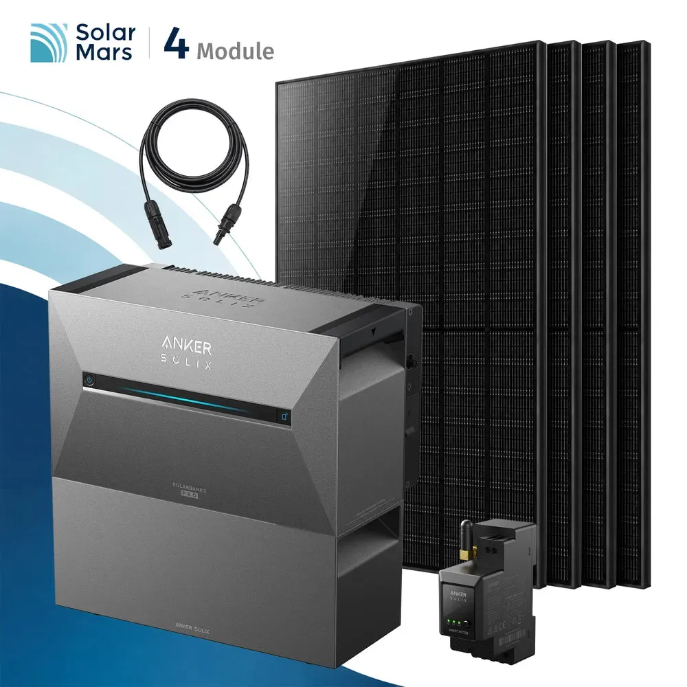 Anker SOLIX Solarbank 3 E2700 Pro Balkonkraftwerk Speicher mit 500Wp Solarmodul und MC4 Solarkabel Set - 2000Wp ‚Äì 4 Module üî• / 1x BP2700 üî• / Ohne HAL