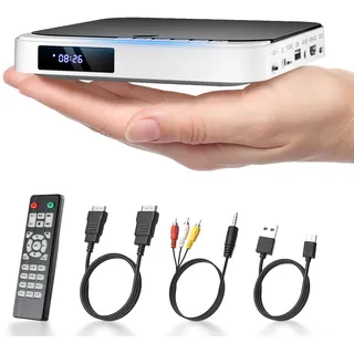 Desobry DVD-Player für TV, Mini-DVD-Player HDMI, kompakter DVD-Player für alle Regionen, Kleiner DVD-Player für TV, Breakpoint-Speicher, unterstützt USB, integriertes PAL/NTSC und Fernbedienung