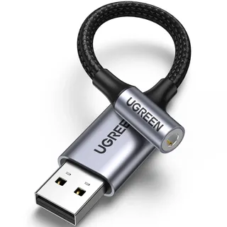 UGREEN USB auf 3.5mm Klinke Adapter Soundkarte für Computer, PS5, Switch, Lautsprecher, Mikrofon 4 Polig TRRS