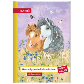 ROTH Klipp&Klar Grundschul-Hausaufgabenheft-Blumenpferde