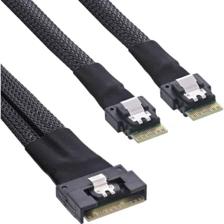 InLine Slim SAS Kabel, SFF-8654 8i zu SFF-8654 8X, 48 Gb/s, 0,5m, Interne Kabel (PC)