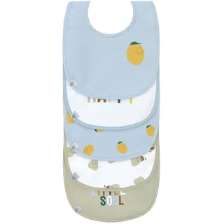 Lässig Baby Kleinkind Lätzchen Set (5 St.) Klettverschluss Baumwolle wasserdicht/Value Pack Happy Fruits Lemon