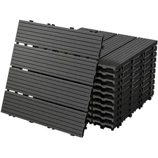 ECD Germany WPC Terrassenfliesen Anthrazit 30 x 30 cm 55 St.