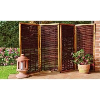 Sichtschutz Paravent 240 x 160 cm - Garten Raumteiler aus Weide mit Kiefernrahmen - Outdoor Paravent, Spanisch Wand für den Garten