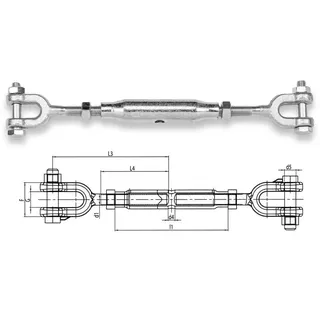 SAFETEX Wantenspanner-Spannschloss, M24, 5500 kg, DIN 1478 Gabel/Gabel