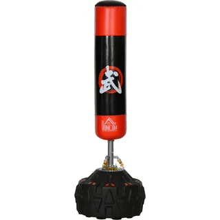 HOMCOM Standboxsack freistehendes Boxtrainingsgerät für Erwachsene mit Saugfuß Schwarz Rot 60x60x180cm ideal für Fitness und Selbstverteidigung   Aosom.de