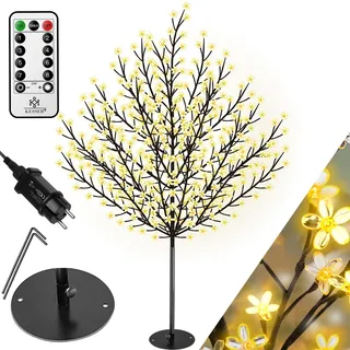Kesser KESSER® Kirschblütenbaum mit Fernbedienung Lichterbaum Indoor Outdoor Metallfuß Stabil Weihnachten Beleuchtung Leuchtbaum Warmweiß