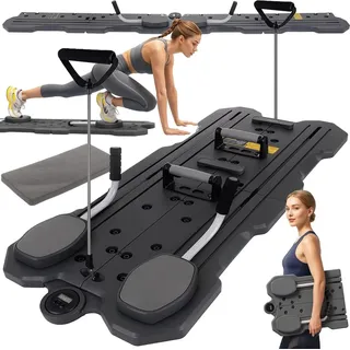 TRIZAND Pilates Reformer TRIZAND Pilates und Yoga Board klappbar mit LCD Zähler rutschfeste Füße Stahlverstärkung und Widerstandsbänder Home Work...