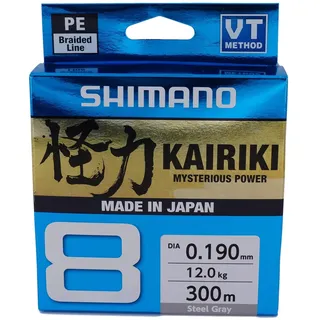Shimano Line Kairiki 8, 300 m, 0,10 mm, 6,5 kg, Stahlgrau, grau