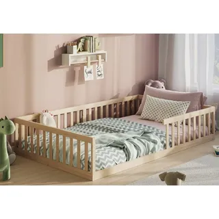 Kids Collective Jugendbett Bodenbett 120 x 200 cm Kiefer naturbelassen beige