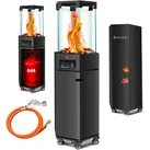 KESSER® Gasheizstrahler 4/8 kW Gas Piezozündung Heizung + Gasdruckregler + Cover, 360° Rollen Kippschutz, Terrassenheizstrahler Gasheizung Gasheizer Outdoor Kamin Mobiler Heizpilz, Heizer, Schwarz