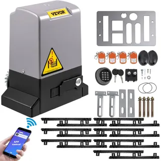 Vevor Schiebetoröffner, 1800 kg, 7 m, Schiebetorantrieb mit 4 Fernbedienungen und APP-Steuerung, Elektrischer Rolltormotor für Auffahrten, Komplettes Hardware-Sicherheitssystem-Kit für Torantriebe