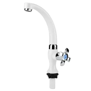 Lwuey G1/2 Kaltwasser Wasserhahn, Spülbeckenarmatur Küchenarmaturen Kaltwasserhahn Küche Mischbatterie Armatur Bad Waschbecken Hebel Einhand Einloch Hochbogen Bararmatur Gäste WC Garten Wohnwagen Weiß