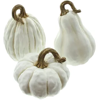 Frank Flechtwaren Kürbis White, 3er Set, schöne Herbstdeko, ausgefallen, modern
