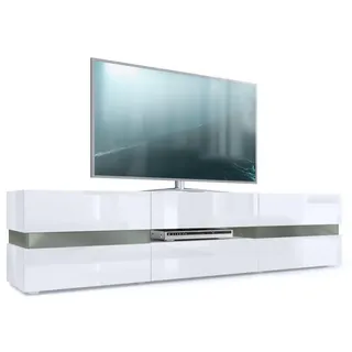 Vladon Lowboard, Weiß Hochglanz, Holzwerkstoff, 177x45x39 cm, Wohnzimmer, Wohnwände, Lowboards, Lowboards stehend
