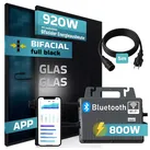SUNNIVA® 920W Balkonkraftwerk BIFAZIAL FULLBLACK komplett Steckdose TSUN 800W Wechselrichter, PV Solaranlage, 2x 460W Glas-Glas Solarmodule, inkl. 5m Kabel, Bluetooth WIFI, Komplettset