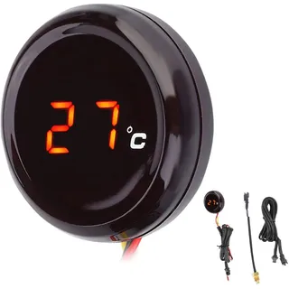 Digital Thermometer Anzeige Lenker Wasserdicht Nachtsicht Temperaturanzeige LED-Anzeige für 12V Motorrad, Rennen, Roller usw.(rot)