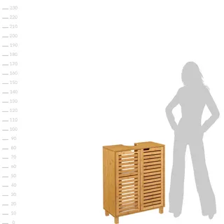 5five simply smart Waschbeckenunterschrank aus Bambus SICELA, natürliche Holzfarbe, 60 x 28 x 80 cm Badezimmer, Badezimmerschränke, Waschbeckenunterschränke