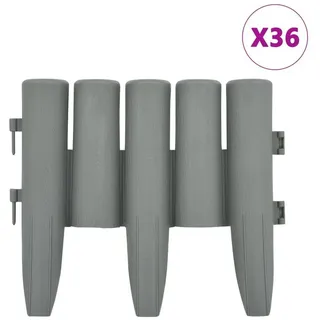 vidaXL Rasenkanten 36 Stk. Grau 10 m PP