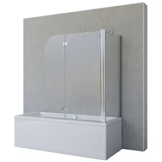 Schulte Duschwand für Badewanne D693477201 41 50 Angle, 2-teilig faltbar - Breite: 112, Höhe: 142 cm, Glas: 5 mm Sicherheitglas Klar hell, Chromoptik,