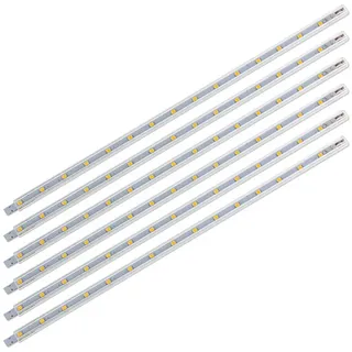 sebson LED Leiste 12V warmweiß 6-tlg., Lichtleiste 30cm mit Netzteil, Schalter und Verbindungkabeln, flache Unterbauleuchte Küche, Regal, Schrank - 9x7x300mm