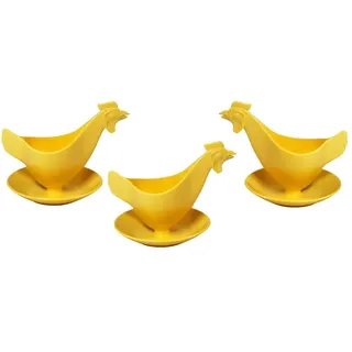 Eierbecher Huhn in Pastellfarben 3er Set pastell-gelb