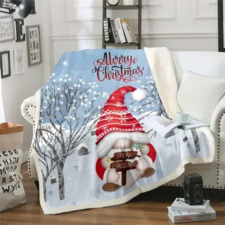 Weihnachten Fleece Decke Skandinavische Weihnachten Santa Gnomes Wurf Decke Frohe Weihnachten Santa Claus Fuzzy Decke für Kinder Jungen Mädchen Weihnachtsbaum Cabin Lodge Plüsch Bett Decke 150x200cm