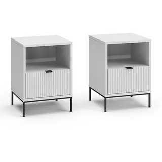 Vicco Nachttisch, Eliza, Weiß, 2er Set