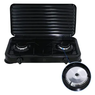 Melko Gaskocher Campingkocher 2 flammig Gasherdplatte Camping Outdoor Kochfeld Metall Gasbrenner