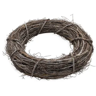 XL Deko Rattankranz Natur - 45 cm - Holz Türkranz groß zum Dekorieren - Weide Rattan Kranz Tischkranz Adventskranz Dekokranz Holzkranz geflochten zum Dekorieren