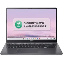 ACER Chromebook Plus 516 (CB516-1HT-35KB) mit Tastaturbeleuchtung, Touchscreen, Laptop - 16,0 Zoll Intel® CoreTM 3 100U 8 GB 256 UHD Graphics Google ChromeOS