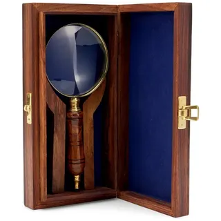 Nklaus Lupe in der Holzbox aus Messing mit Holzgriff 7,5cm Vergrößerungsglas Leselupe 11721