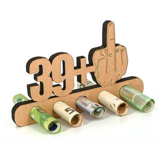 Giftota - Originelle Lustig Geldgeschenk Holz - 39 + 1 - Geschenk zum 40.Geburtstag - Jubiläum - aus Holz - für Freunde, Familie