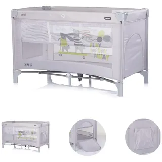 Chipolino Reisebett Ariel, 2 Ebenen, Tragetasche, Seiteneingang, Seitentasche grau/hase