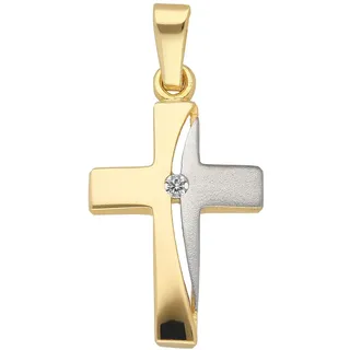 Kreuzanhänger ADELIA ́S "Damen & Herren 333 Gold Kreuz Anhänger mit Zirkonia", gold, Schmuckanhänger, Damen, Gold, mit Zirkonia für Damen & Herren