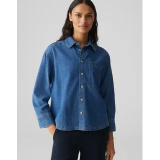 Opus Langarmbluse | Jeansbluse FELYN Loose aus softem BCI Cotton mid Coastal Blue, 34