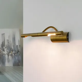 Licht-Erlebnisse Elegante Bilderlampe in Messing Antik G9 29cm breit klassisch