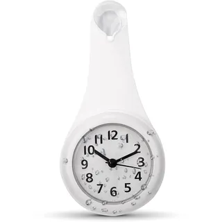 Agatige Badezimmer-Wanduhr, Spezialuhren, Wanduhren, Digitale Küchenuhr, badezimmeruhr, 10,5 * 4,5 * 22 cm Weiß Duschuhr wasserdichte Stille Uhr mit Haken und Sauger Kleine für Wartezimmer