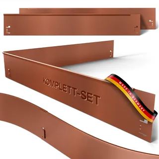 Rasenkante Metall Starterset - 12m Verlegelänge - Garten Beeteinfassung Metall 18,5cm hoch - Stabile Beetbegrenzung Metall braun - Metall Rasenkante - Verformbar & Ultraleicht – Rasenkanten