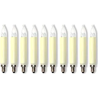 10 Stück Schaftkerzen 14V 3W E10 Normalschaftkerze Ersatzlämpchen für Weihnachtsbeleuchtung Lichterkette Schwibbogen Weihnachten