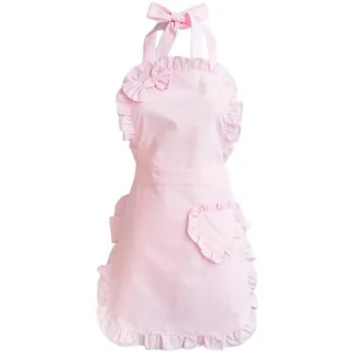 Glixoft Rosa Schleife-schürze, Japanischer Stil, Schürze, Damen-latzschürze, Künstler-malkostüm Für Küche, Backen, Gartenarbeit