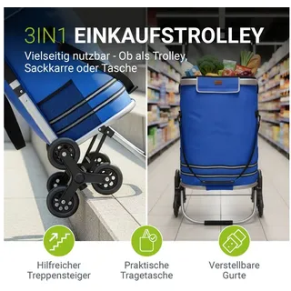 Juskys 3in1 Einkaufstrolley Dunkelblau