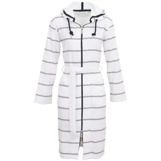 Carl Ross Damenbademantel 560410, Midilänge, Baumwoll-Mix, Kapuze, Reißverschluss weiß 32/34