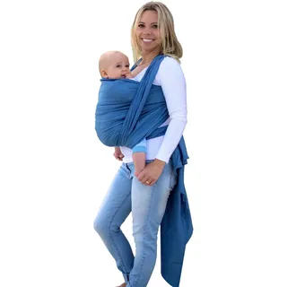 AMAZONAS Babytragetuch Carry Sling Denim - TESTSIEGER bei Stiftung Warentest mit Bestnote 1,7-510 cm 0-3 Jahre bis 15 kg in Blau