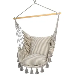 HOBEA-Germany Hängesessel, Vintage Hängestuhl Boho-Look, Hängeschaukel Fransen Uni Deluxe (Kreta mit Quasten)