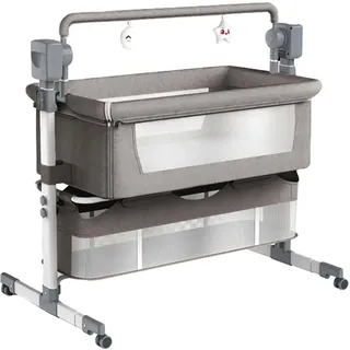 Magic ZC Babybetten Baby Krippe Kleinkind Nachttisch Sleeper Baby Bassinet Convertible Multifunktionale Portable Faltbare Babys Wiege Swing mit 5 Schwankende Getriebe (Light Grey)