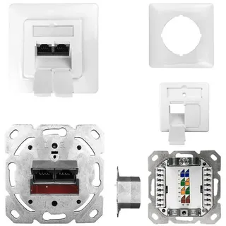 ProfiPatch ProfiPatch Netzwerkdose Unterputz Cat.6 50MHz 2-Port Input oben/unten Netzwerk-Adapter