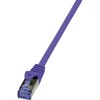 Logilink CQ302VS RJ45 Netzwerkkabel, Patchkabel CAT 6a S/FTP 0.50m Violett Flammwidrig, Halogenfrei,