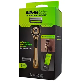 Gillette Rasierer mit Reinigungs-Element Champion Gold Edition, 1 Handstück, 1, 1 Wandhalterung, 1 Reise-Etui