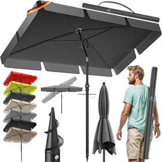 Kesser KESSER® Sonnenschirm Rechteckig Inkl. 2in1 Abdeckung Transporttasche Gartenschirm Terrassenschirm Schirm 200 × 125cm für Balkon Garten Terrasse Neigungswinkel und Höhe verstellbar